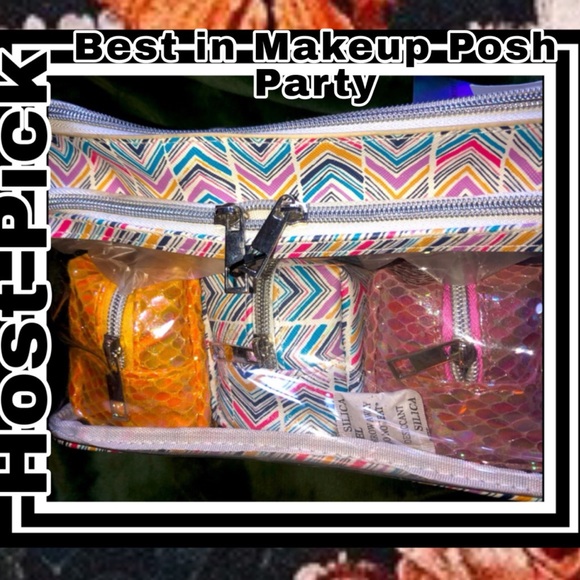 Under1sky NWT Clear makeup case with 3 cases inside, top zip brush case - Picture 11 of 11